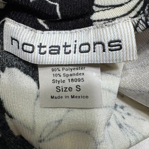 Notation Skirt Womens S Black Cream Floral Stretch Maxi PullOn Elastic Waist - Picture 2 of 12